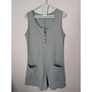 Unbranded Green Waffle Knit Sleeveless Romper Size S, Womens